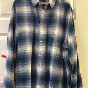 Blue and White Plaid Men's Shirt